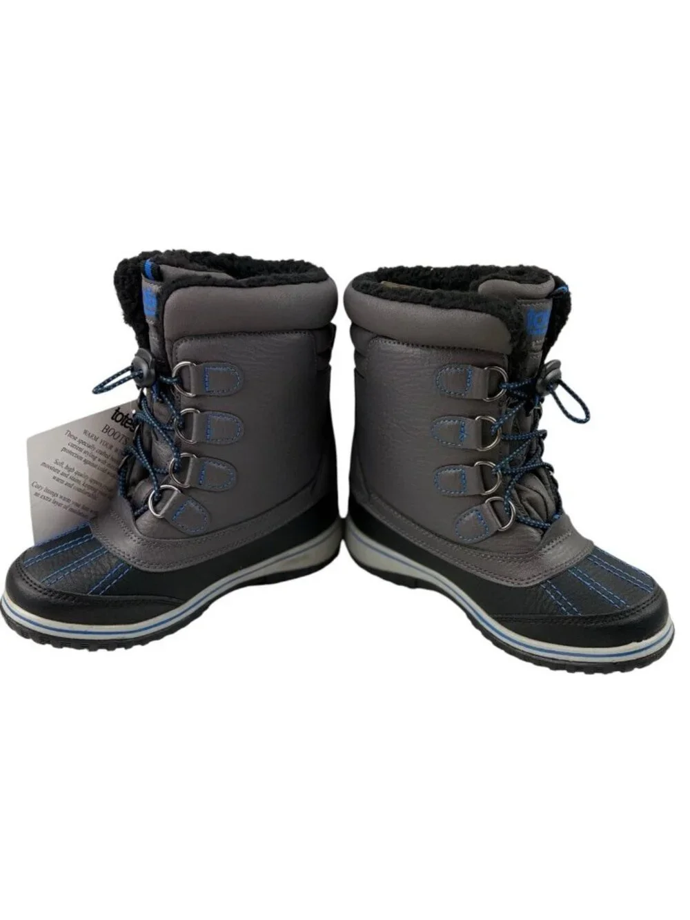 New Totes Kids Snow Boots Unisex Size 1 Waterproof Insulated Winter Lace Up
